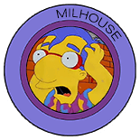 A freaked out Milhouse with his mouth wide opened and his hands clasping at his head