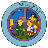 An angry Milhouse surrounded by his schoolmates, Bart, Nelson, Martin and Todd who are watching as he rages on