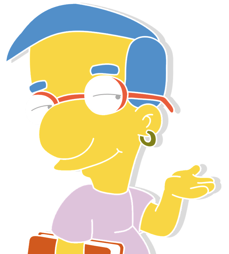 Milhouse welcoming the user to the web page